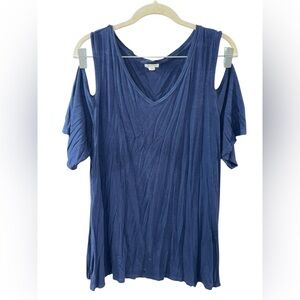 Westport Navy Cold Shoulder Blouse